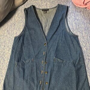 plus size Denim Sleeveless Button-Up Dress